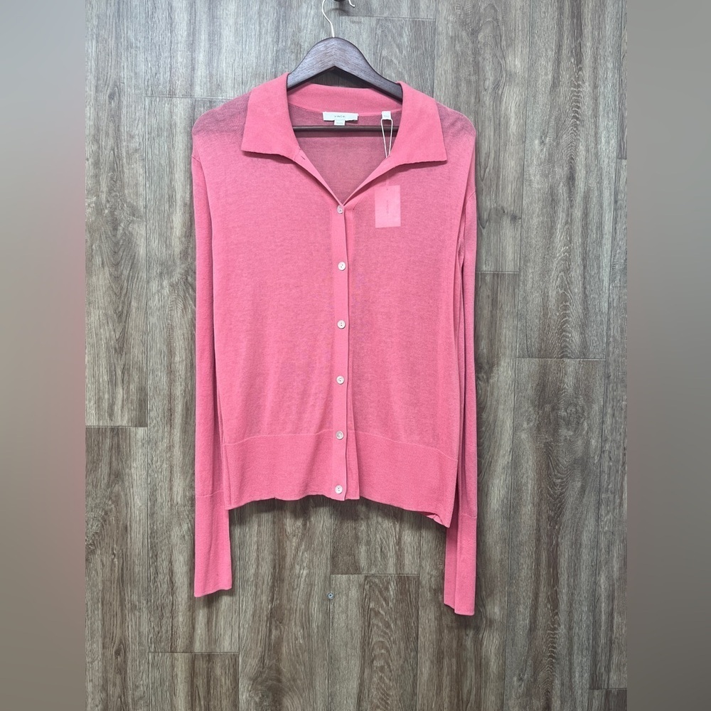 Vince Pink Cotton Cardigan - Picture 1 of 10